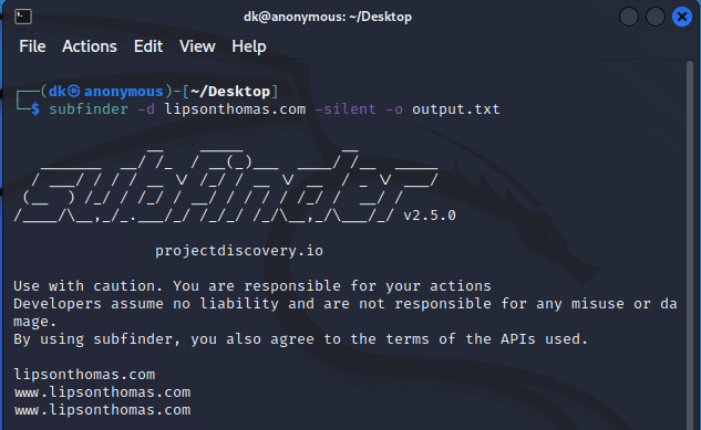 how to use subfinder tool