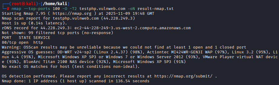 nmap-top-port-timing-result