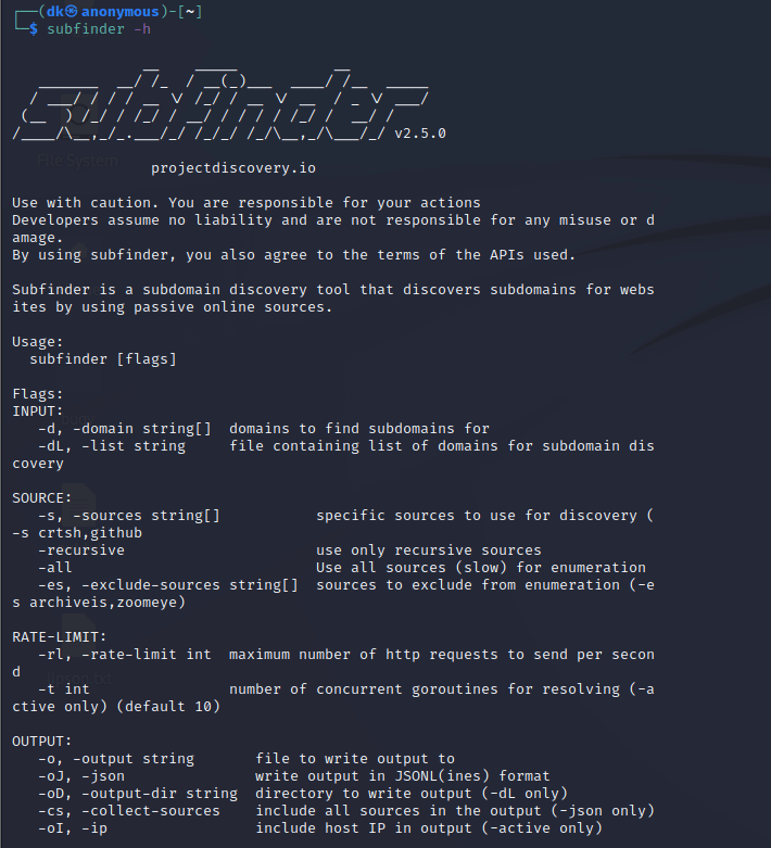 subfinder tool help 1