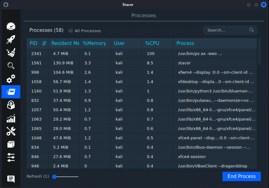 stacer processes