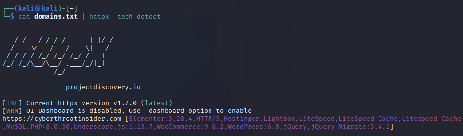 httpx-detect-web-technology