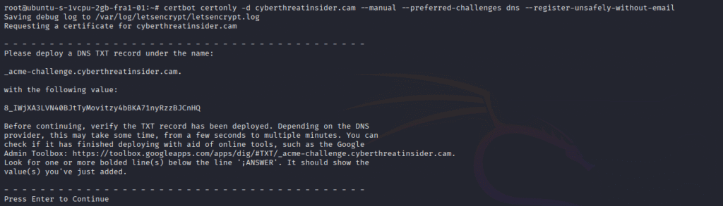 configure gophish certbot 1