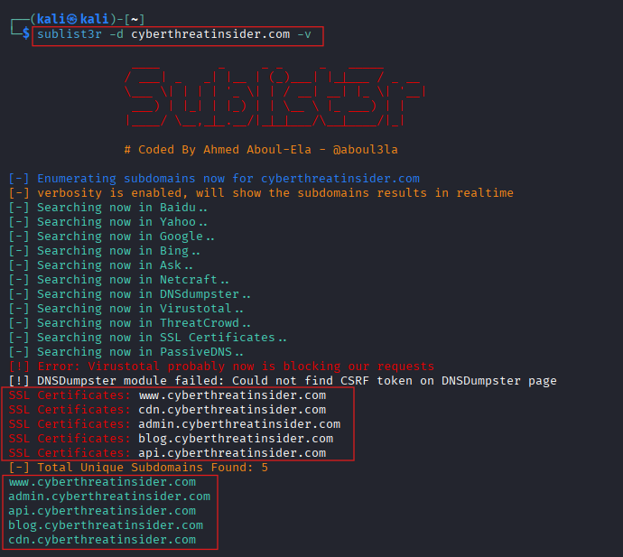 realtime-result-sublist3r realtime result sublist3r
